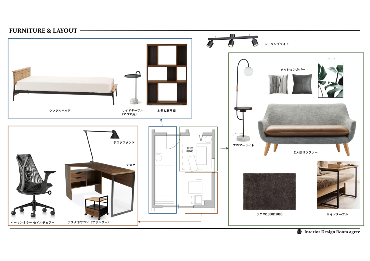 一人暮らし男性のリビングルーム